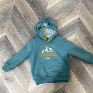 Kids Blue Hoodie with Travel Print